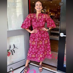 Love the Label Midi Dress in Fuchsia Floral